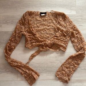 Vintage Cardigan Knit Tie-Up Top